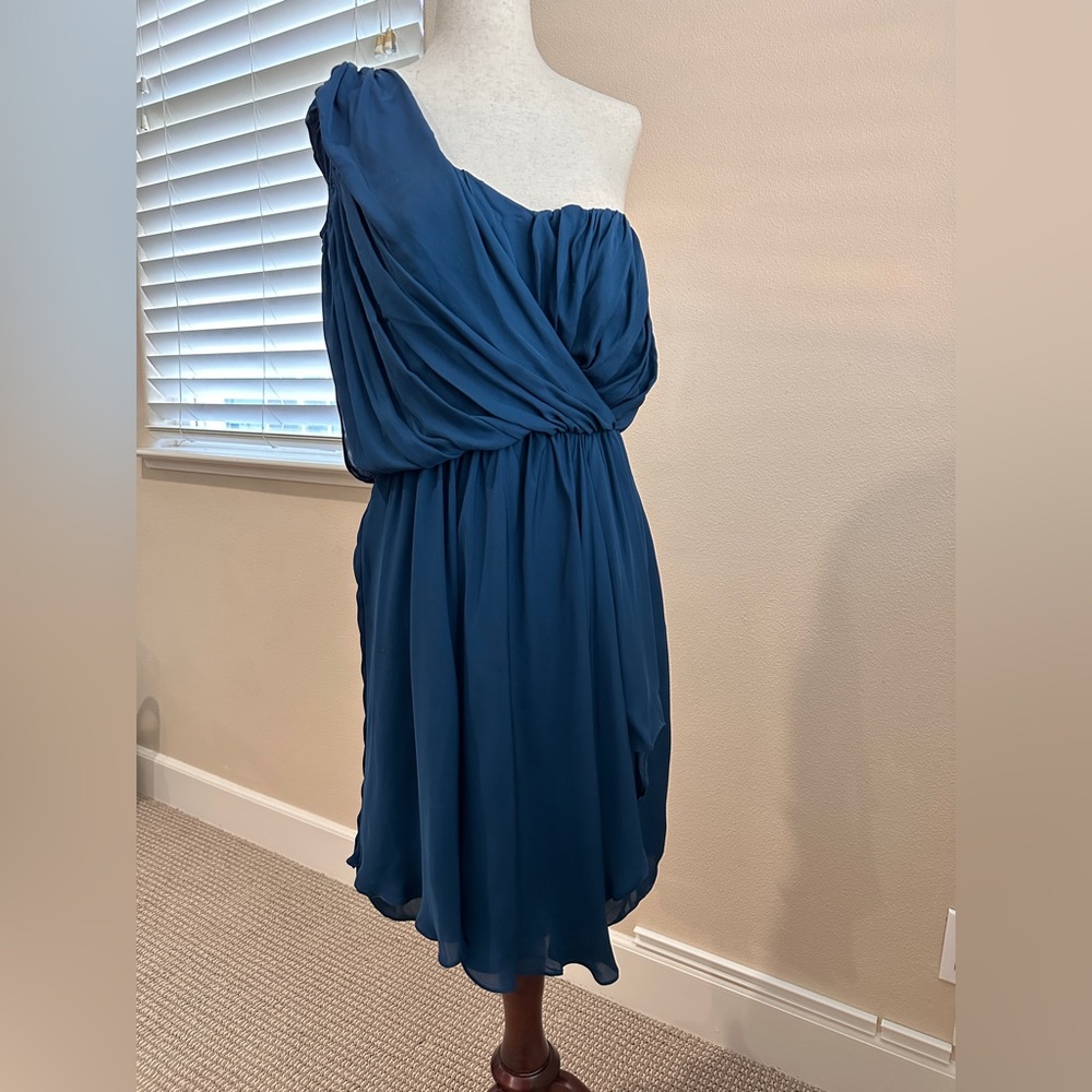 NWT One shoulder Blue 100% Silk Tibi Mini Dress - Size 8